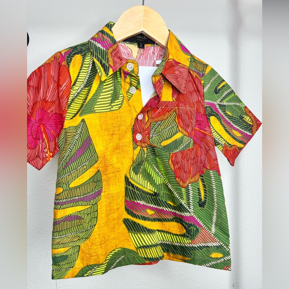 Lexbreezy Hawaii Tropical Kids Button Down Shirt - Multicolor size 2T - Picture 2 of 3